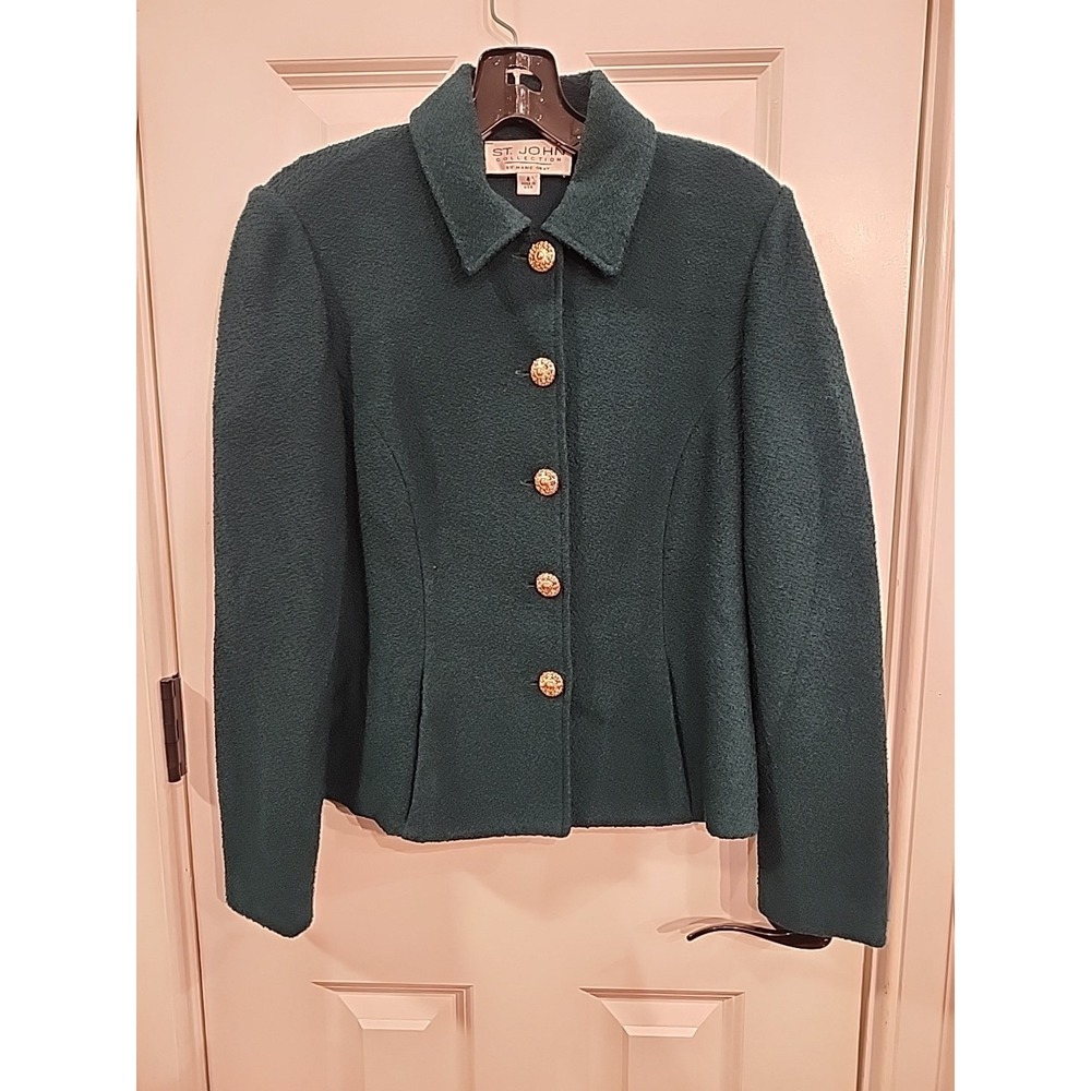 St. John Green Knit Blazer Y2K